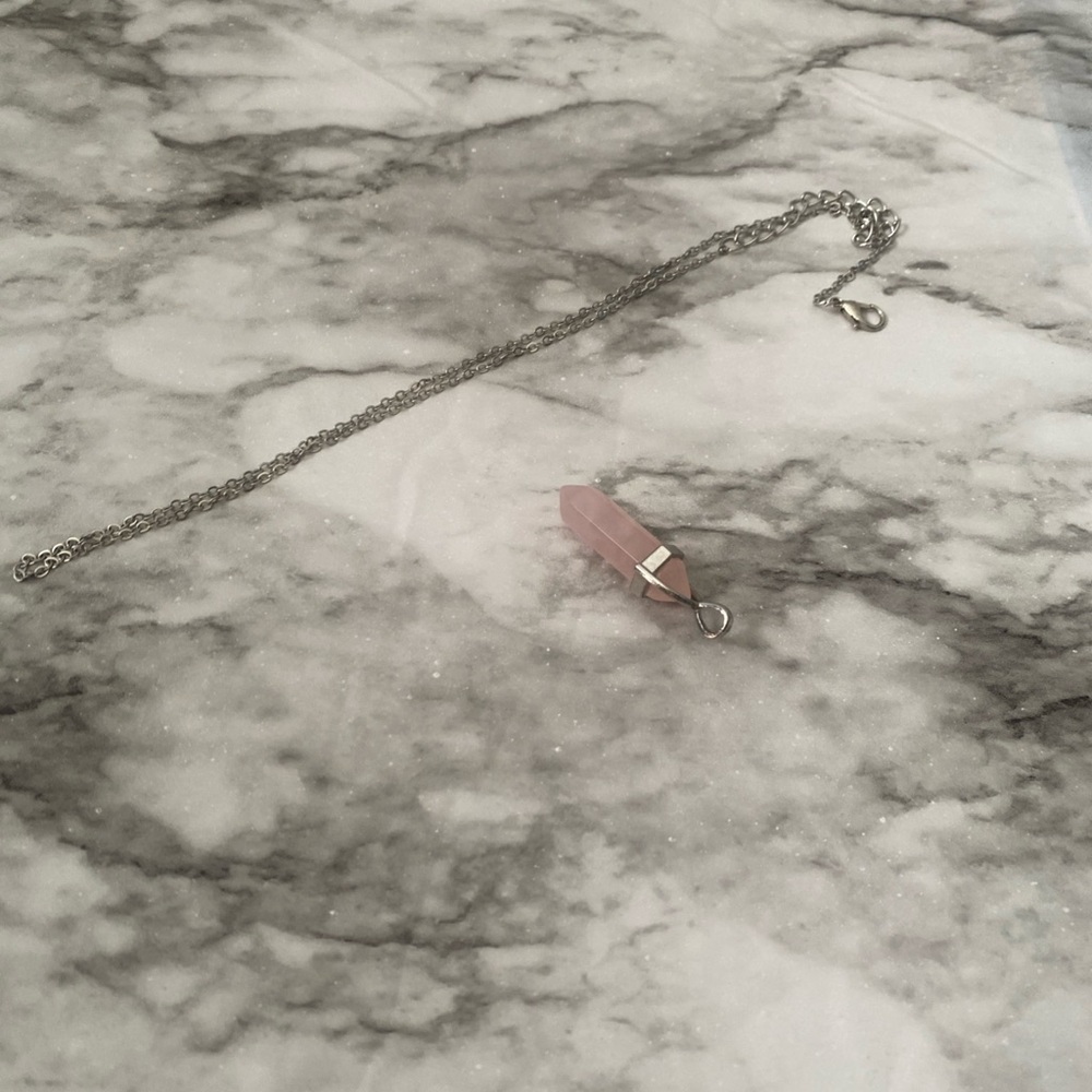 Rose Quartz pure double point crystal with adjustable length necklace
